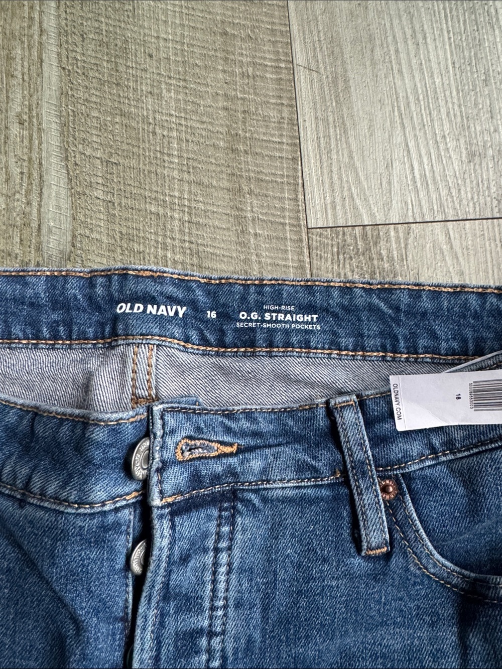 Old Navy Blue High-Rise O.G. Straight Jeans - Picture 2 of 5